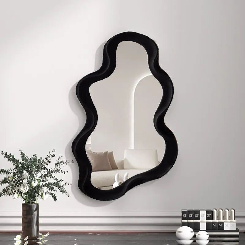 Asymmetrical Wall‑Mounted Wavy Mirror
